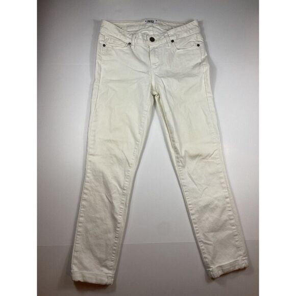 Paige Women's Size 28 Kylie Crop Jeans White Denim Stretch Low Rise‎ - Picture 1 of 7